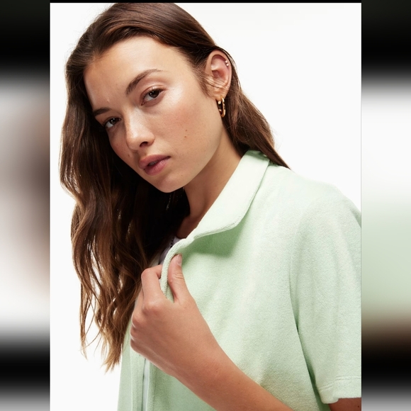 TNA ARITZIA newcastle shirt color Light Pink size XS Towel texture - Picture 3 of 15